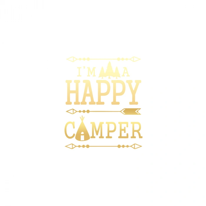 Happy Camper Sticker 17x17 Cm Gold