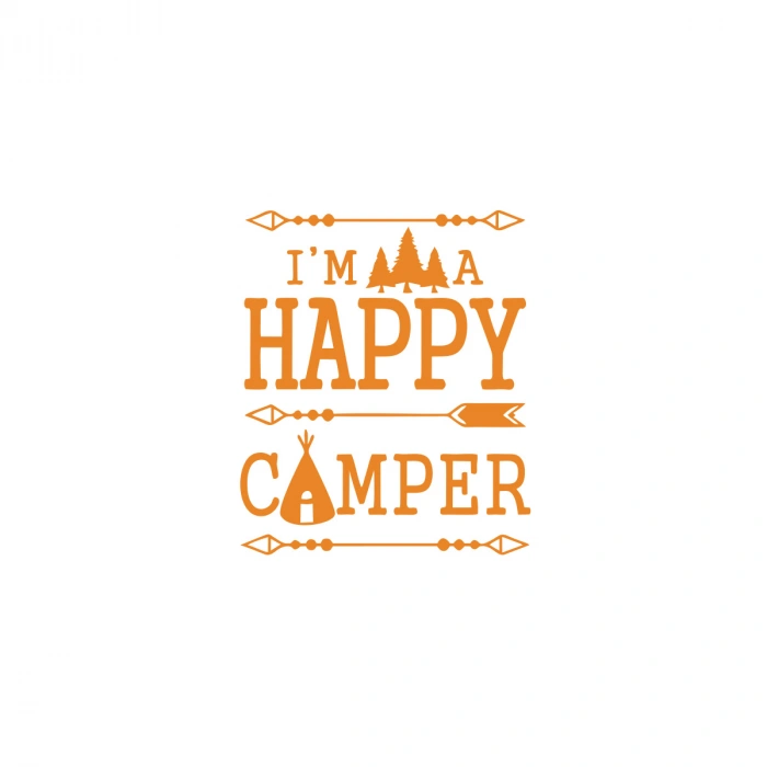 Happy Camper Sticker 17x17 Cm Turuncu