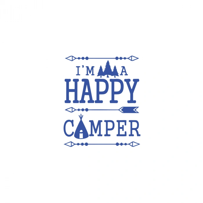 Happy Camper Sticker 17x17 Cm Mavi
