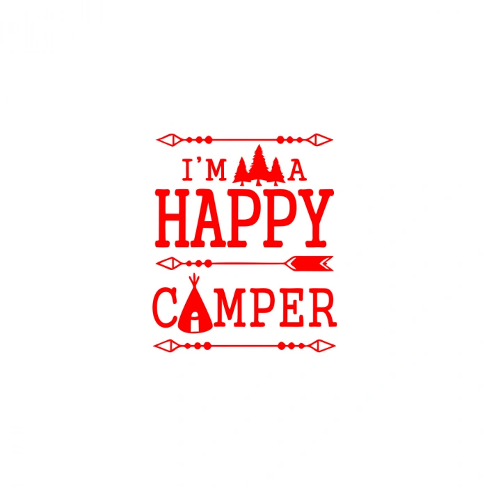 Happy Camper Sticker 17x17 Cm Kırmızı