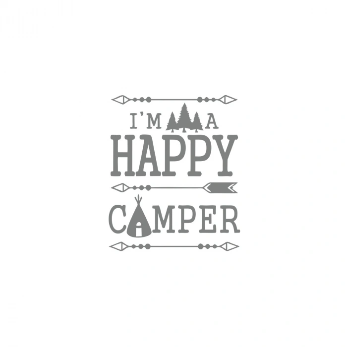 Happy Camper Sticker 17x17 Cm Gri