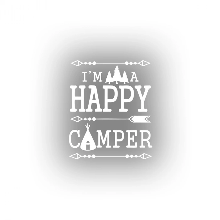 Happy Camper Sticker 17x17 Cm Beyaz