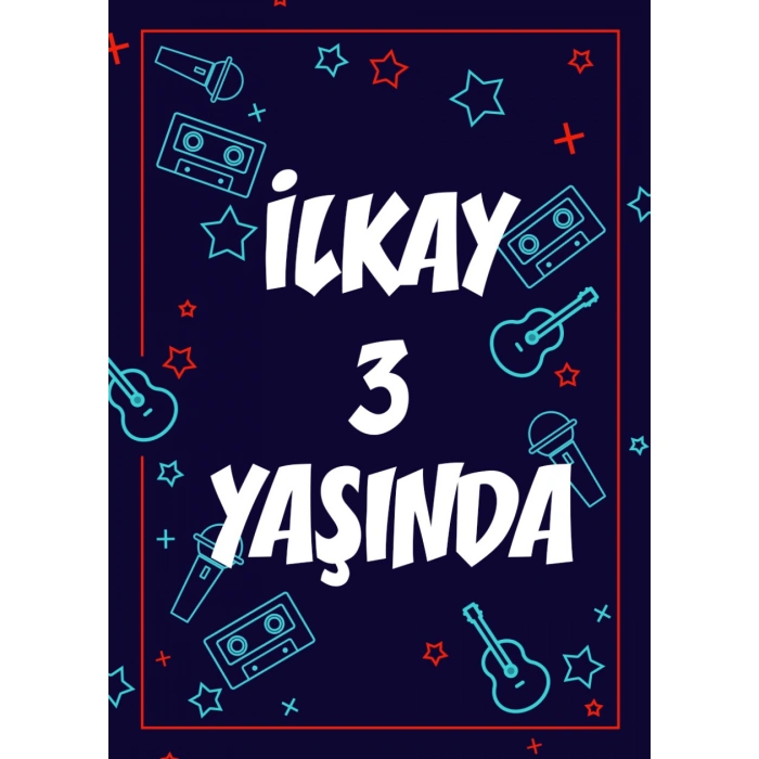 Müzik Aletlerii Temalı Doğum Günü Afişi - 100x150 Cm