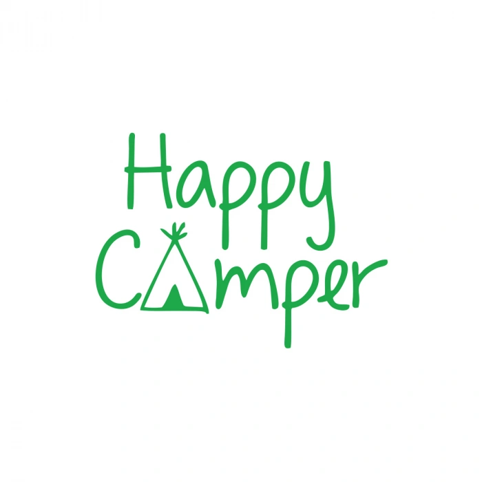 Happy Camper Sticker 17x17 Cm Yeşil