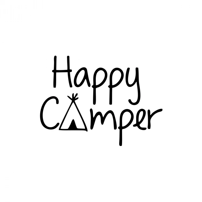 Happy Camper Sticker 17x17 Cm Siyah
