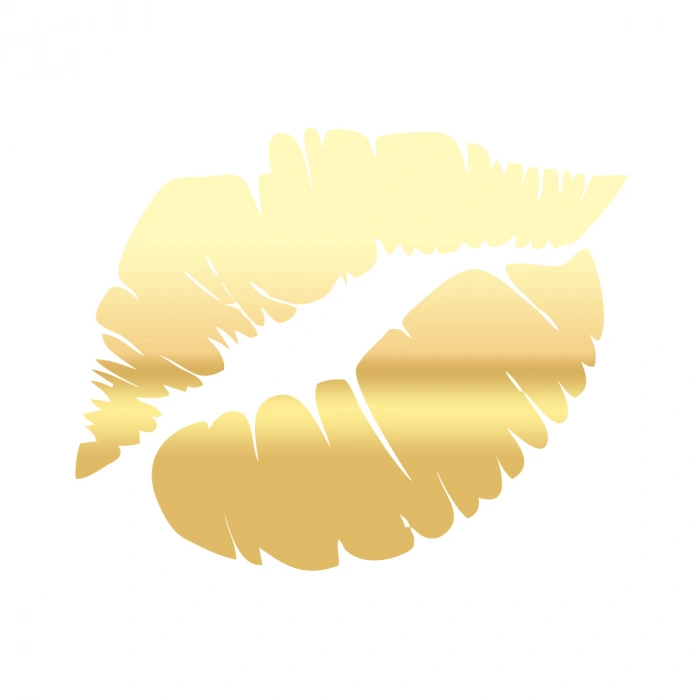 Öpücük Dudak Sticker 17x17 Cm Gold