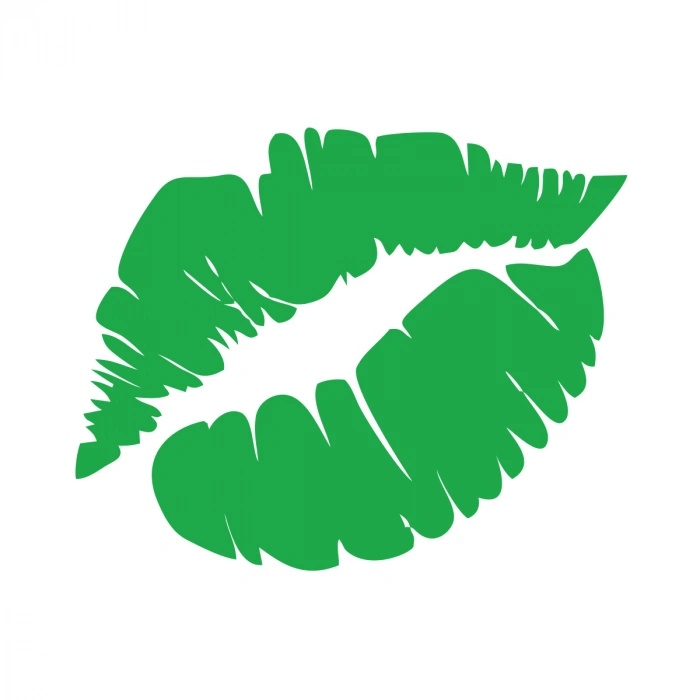 Öpücük Dudak Sticker 17x17 Cm Yeşil