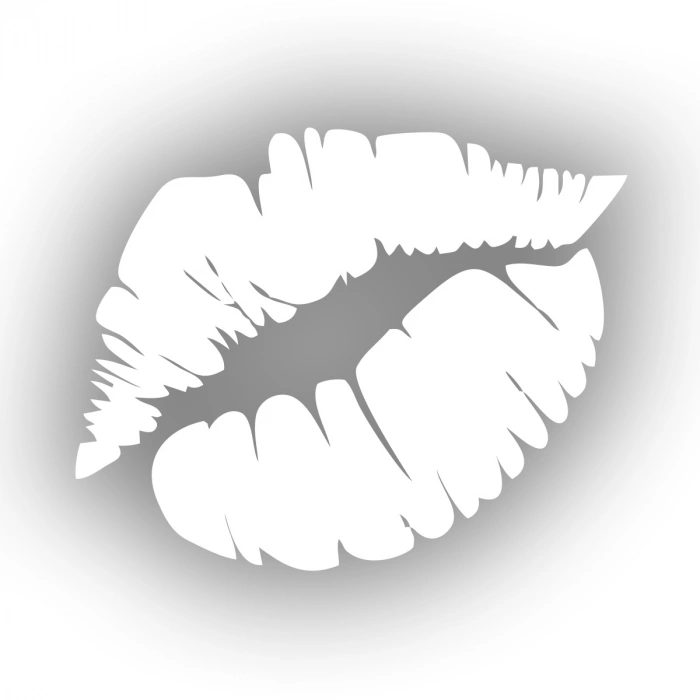 Öpücük Dudak Sticker 17x17 Cm Beyaz