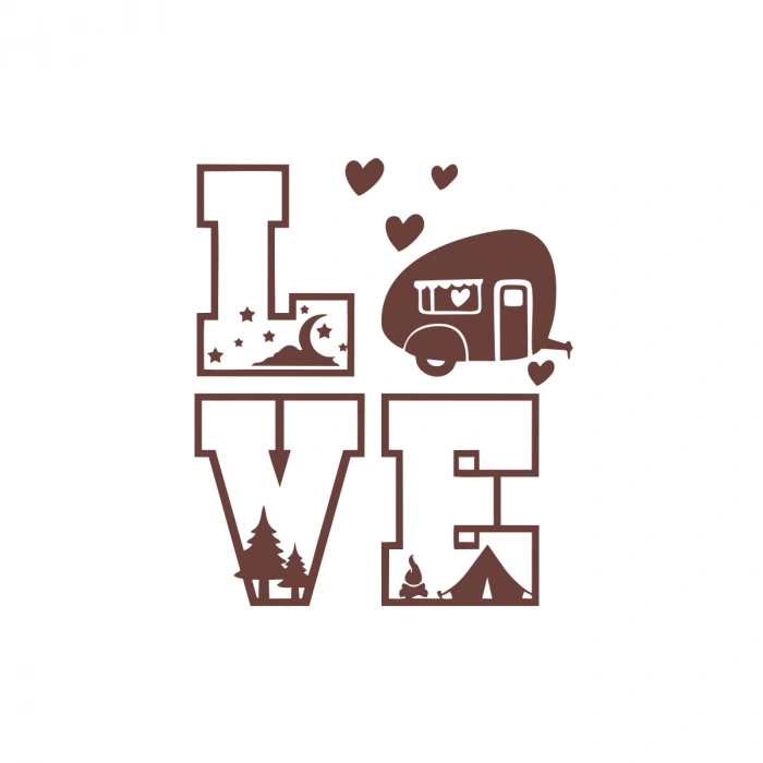 Love Sticker 17x17 Cm Kahverengi