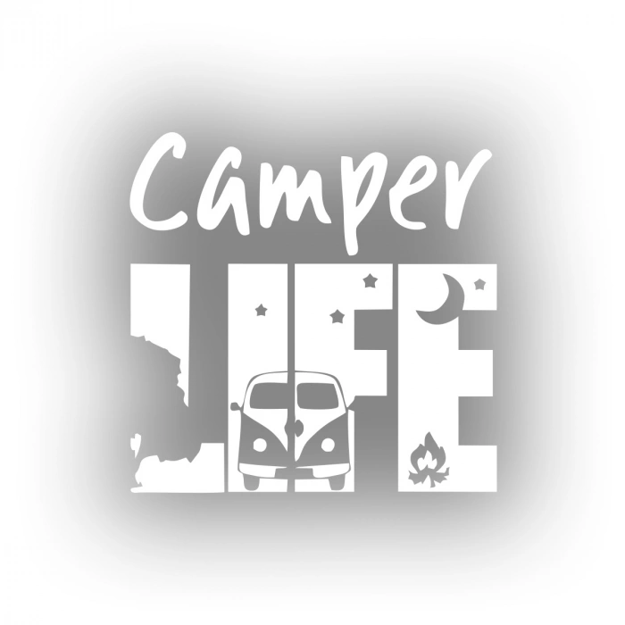 Camper Lifer Sticker 17x17 Cm Beyaz