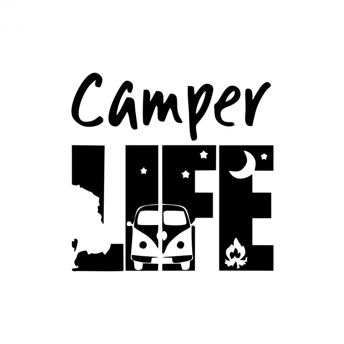 Camper Lifer Sticker 17x17 Cm Siyah