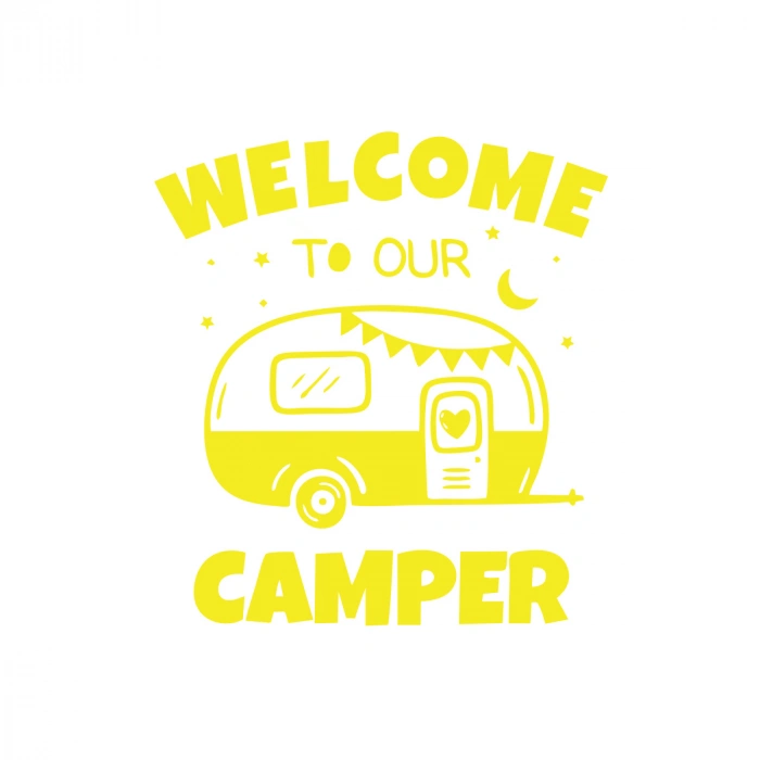 Welcome To Our Camper Sticker 17x17 Cm Sarı