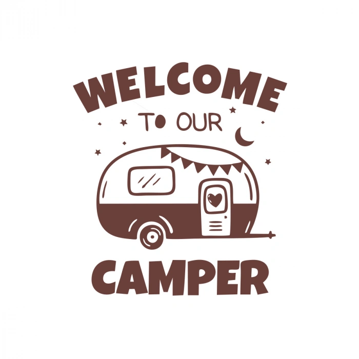 Welcome To Our Camper Sticker 17x17 Cm Kahverengi