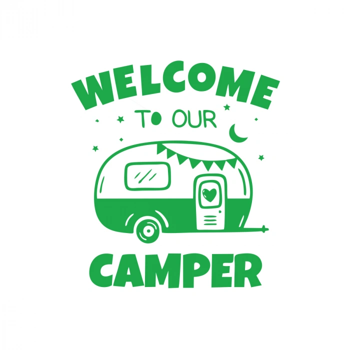 Welcome To Our Camper Sticker 17x17 Cm Yeşil