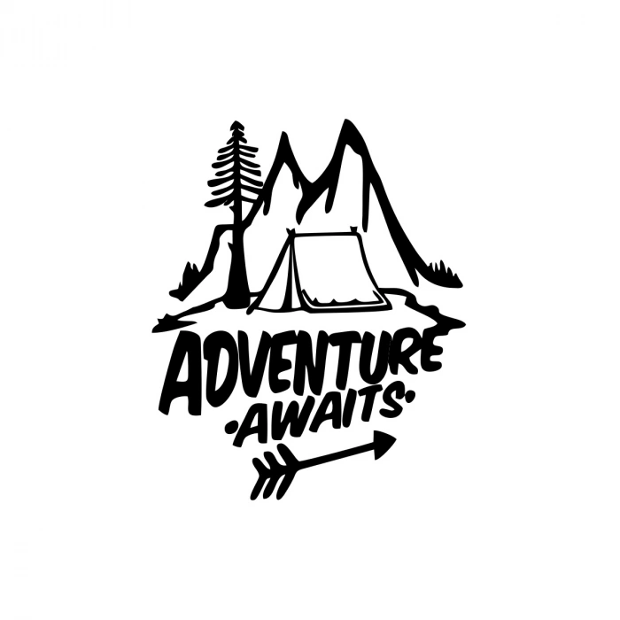 Adventure Awaits Sticker 17x17 Cm Siyah