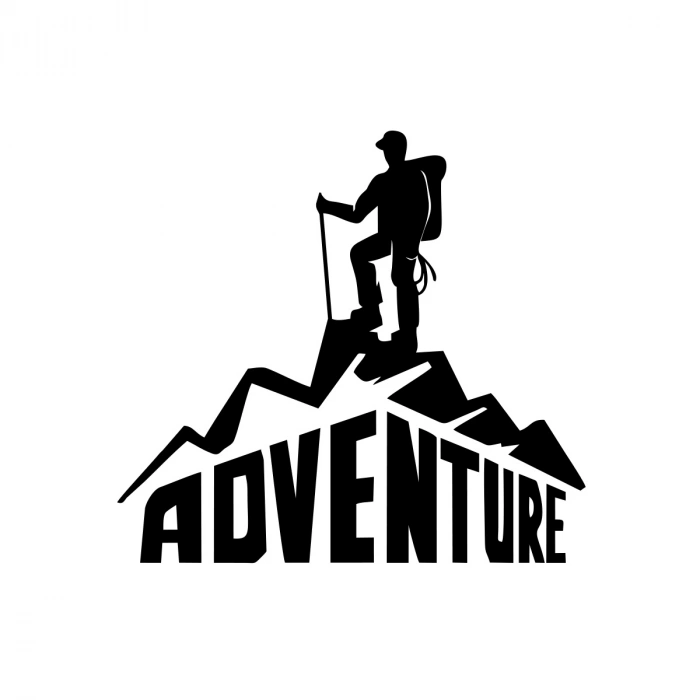 Adventure Dağcı Sticker 17x17 Cm Siyah