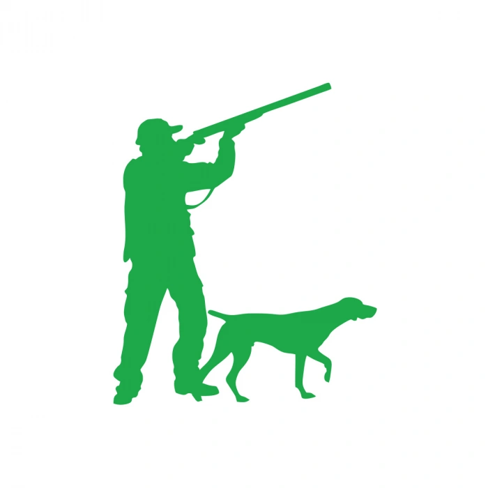 Avcı ve Av köpeği Sticker 17x17 Cm Yeşil