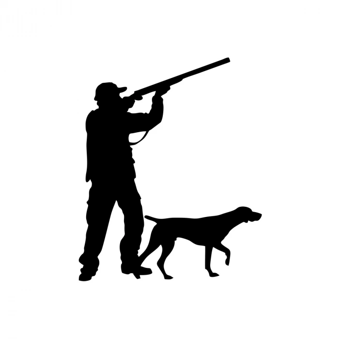 Avcı ve Av köpeği Sticker 17x17 Cm Siyah