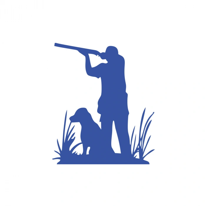 Avcı ve Av köpeği Sticker 17x17 Cm Mavi