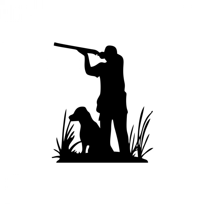 Avcı ve Av köpeği Sticker 17x17 Cm Siyah