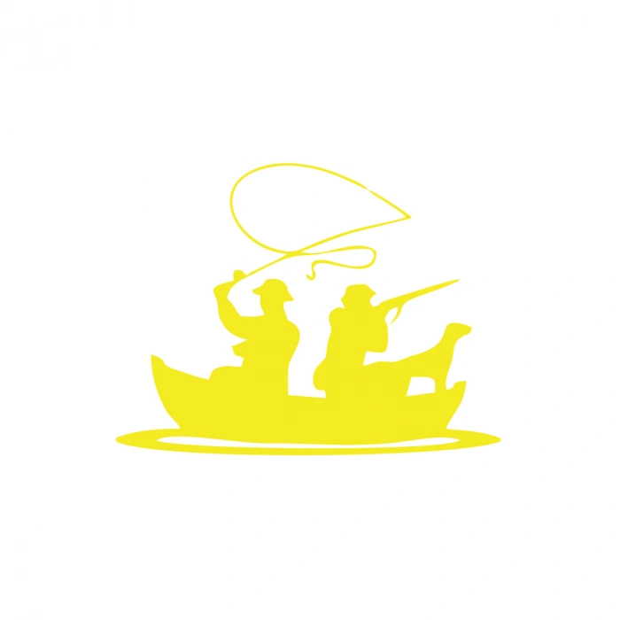 Balıkçı ve Avcı Sticker 17x17 Cm Sarı