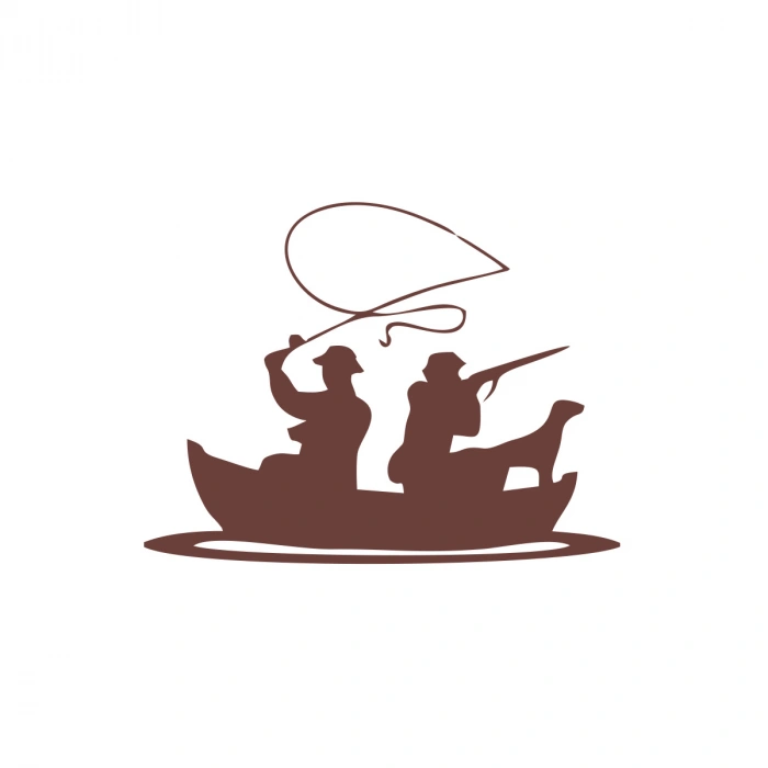 Balıkçı ve Avcı Sticker 17x17 Cm Kahverengi