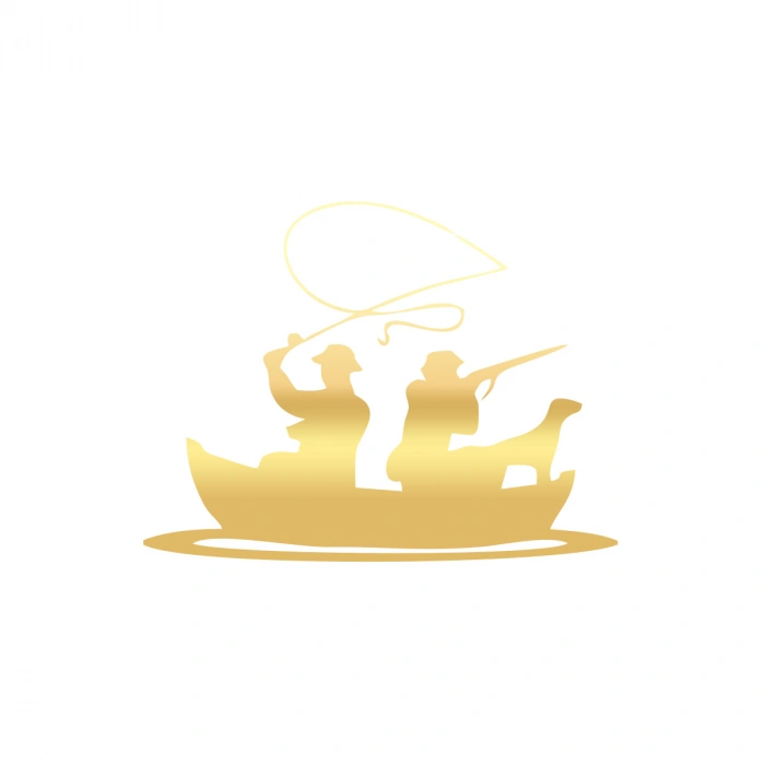 Balıkçı ve Avcı Sticker 17x17 Cm Gold