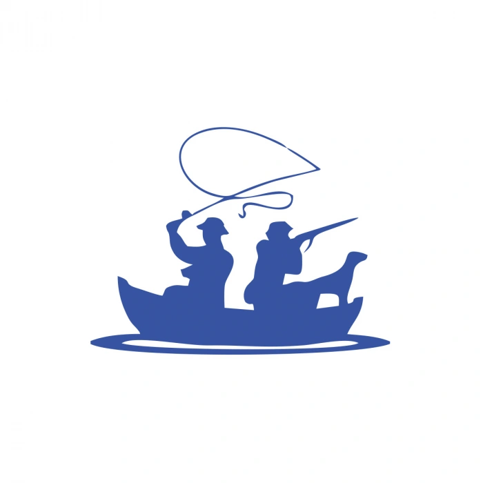 Balıkçı ve Avcı Sticker 17x17 Cm Mavi