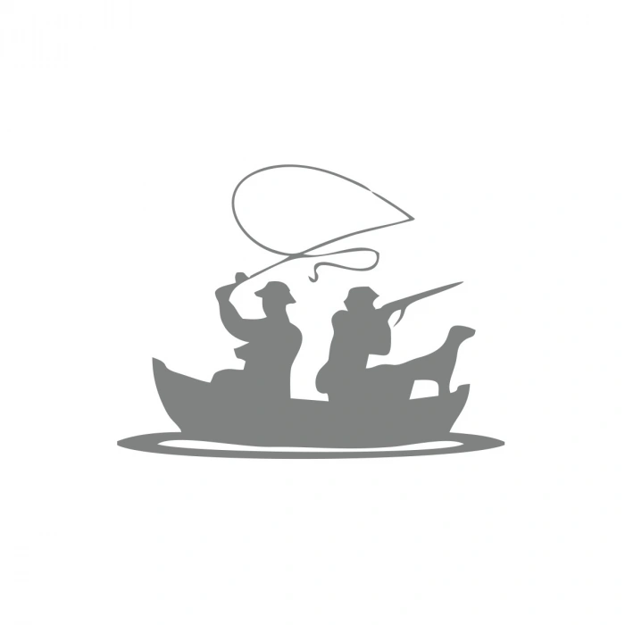 Balıkçı ve Avcı Sticker 17x17 Cm Gri