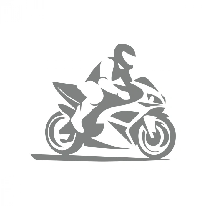 Motorcu Sticker 17x17 Cm Gri
