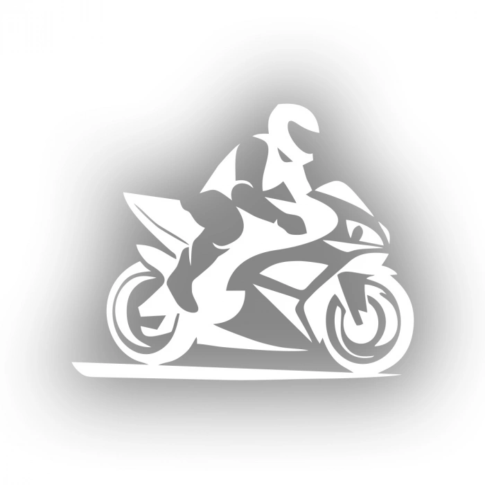 Motorcu Sticker 17x17 Cm Beyaz
