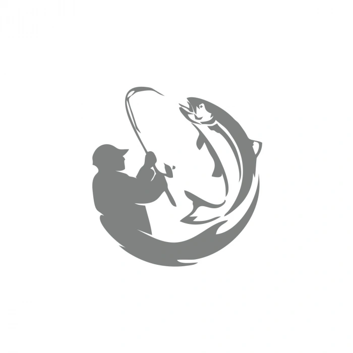 Balıkçı Balık Yakalayan Adam Sticker 17x17 Cm Gri