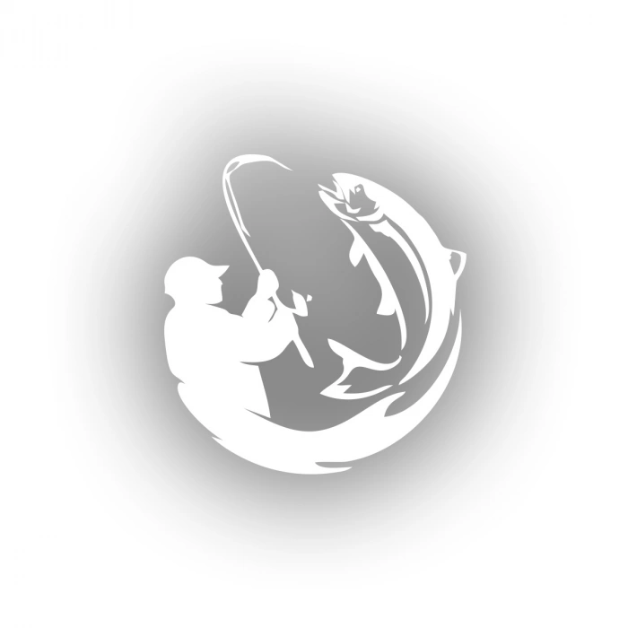 Balıkçı Balık Yakalayan Adam Sticker 17x17 Cm Beyaz