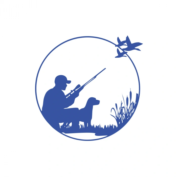 Avcı ve Av köpeği Sticker 17x17 Cm Mavi