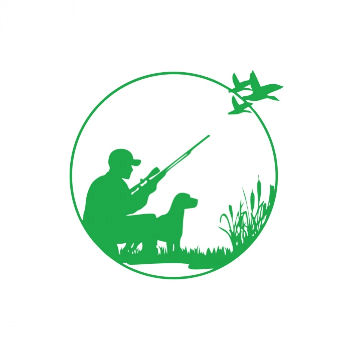 Avcı ve Av köpeği Sticker 17x17 Cm Yeşil