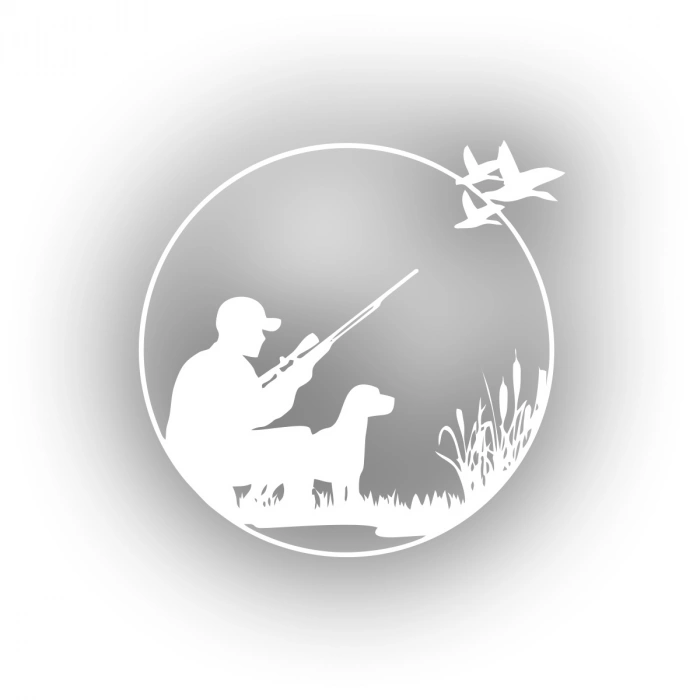 Avcı ve Av köpeği Sticker 17x17 Cm Beyaz