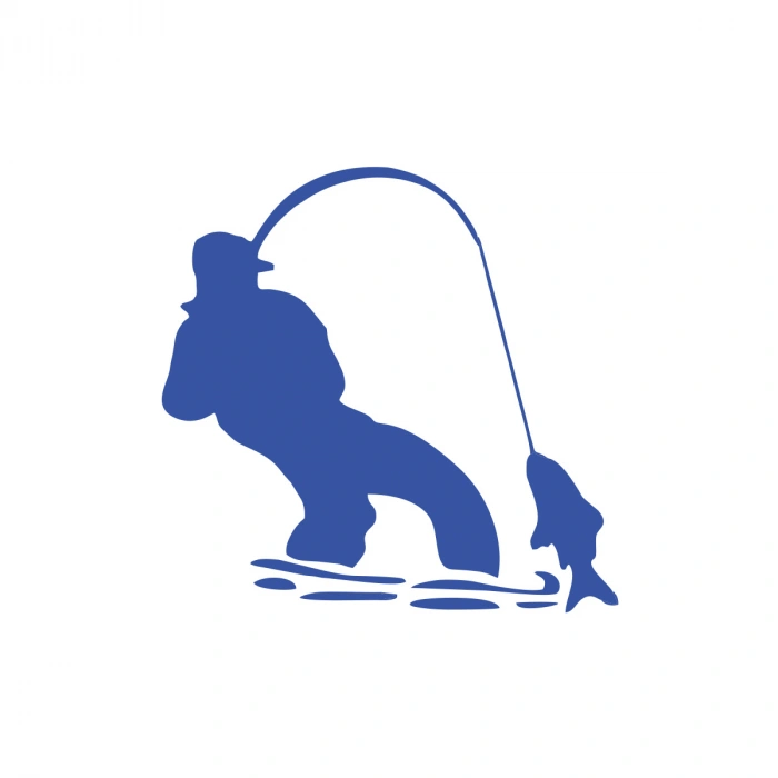 Balık Yakalayan Adam Sticker 17x17 Cm Mavi