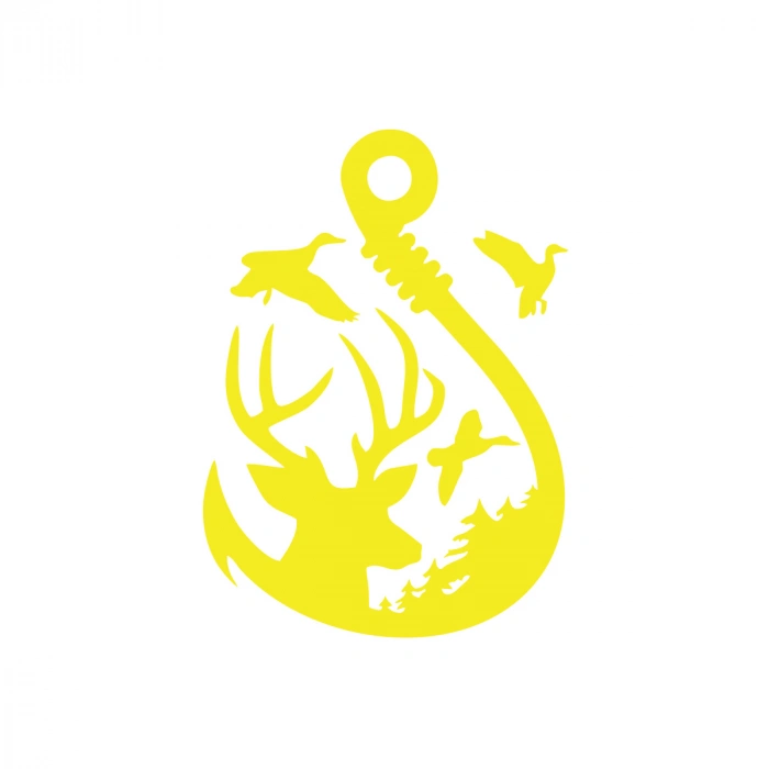 Balıkçı İğnesi Sticker 17x17 Cm Sarı