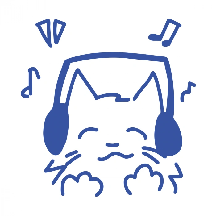 Müzik Dinleyen Kedi Sticker 17x17 Cm Mavi