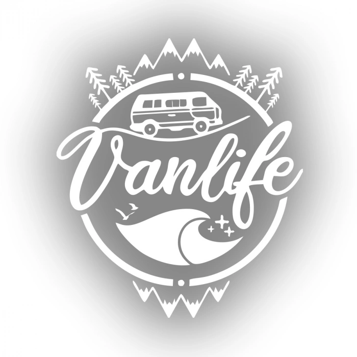 Vanlife Karavan Sticker 17x17 Cm Beyaz