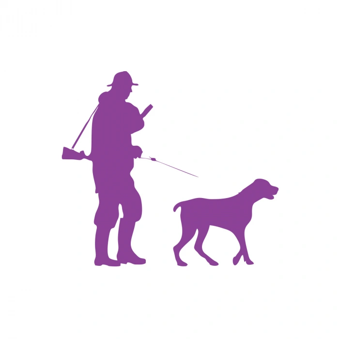 Avcı ve Av köpeği Sticker 17x17 Cm Mor