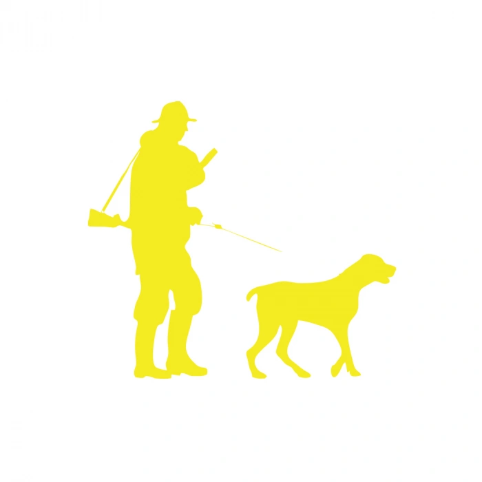 Avcı ve Av köpeği Sticker 17x17 Cm Sarı