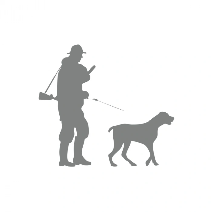 Avcı ve Av köpeği Sticker 17x17 Cm Gri