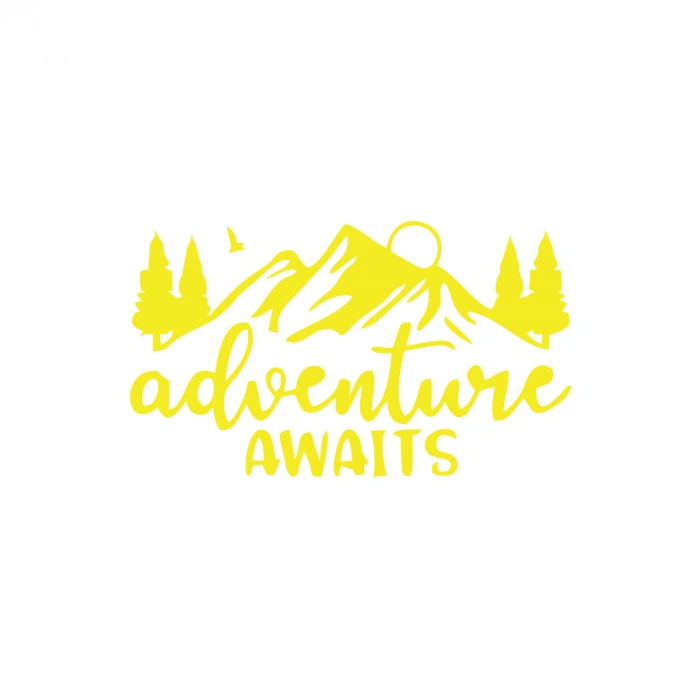 Adventure Awaits Sticker 17x17 Cm Sarı