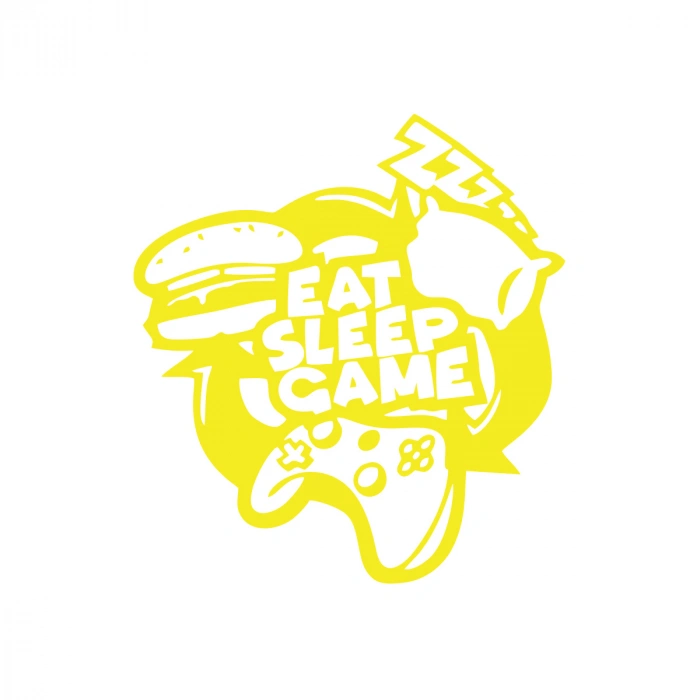 Eat Sleep Game Sticker 17x17 Cm Sarı