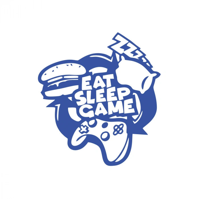 Eat Sleep Game Sticker 17x17 Cm Mavi