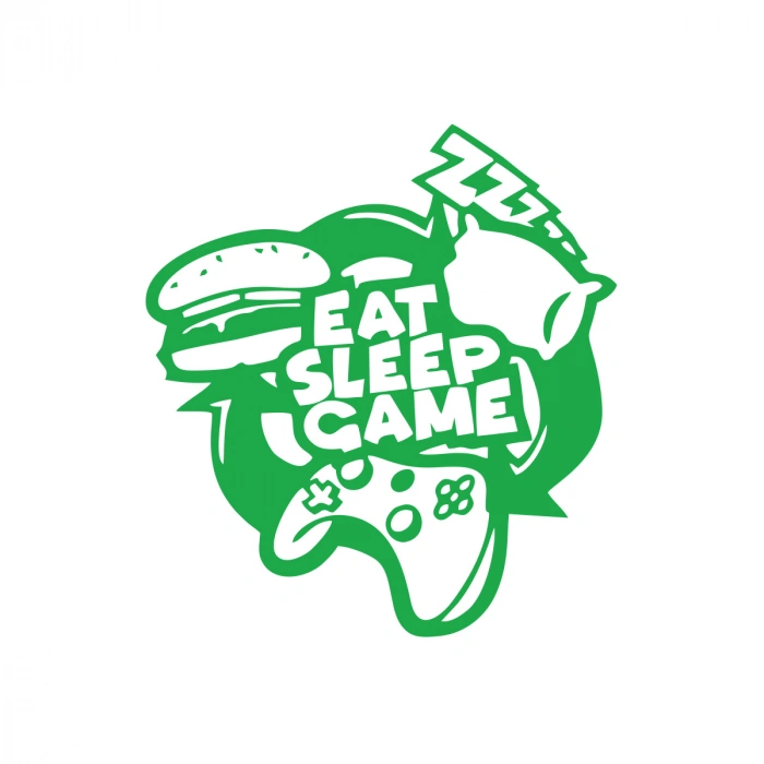 Eat Sleep Game Sticker 17x17 Cm Yeşil