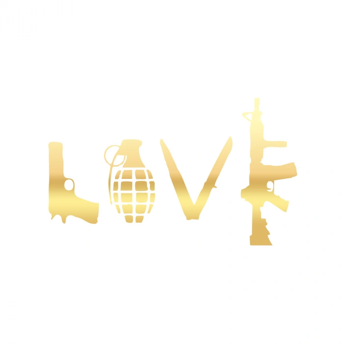 Love Silahlar Sticker 17x17 Cm Gold