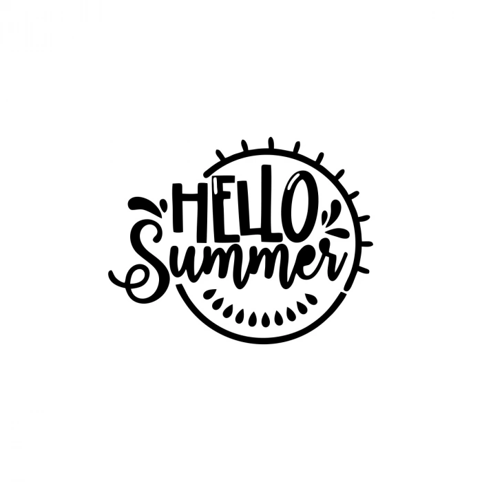 Hello Summer Sticker 17x17 Cm Siyah