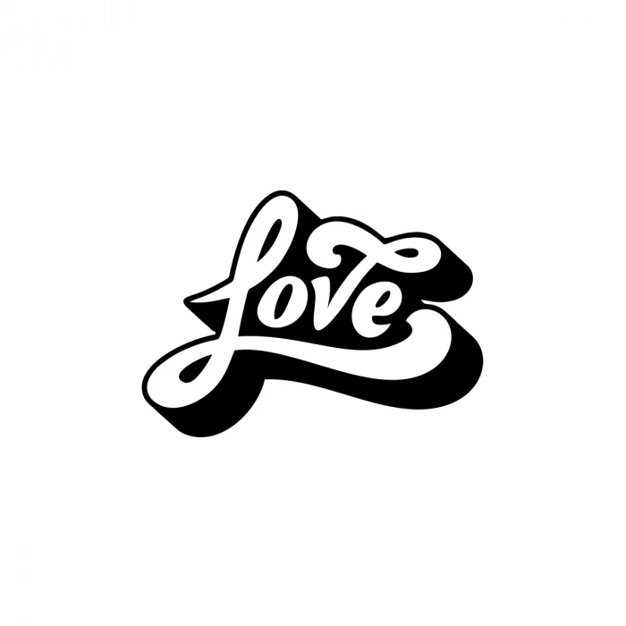 Love Sticker 17x17 Cm Siyah